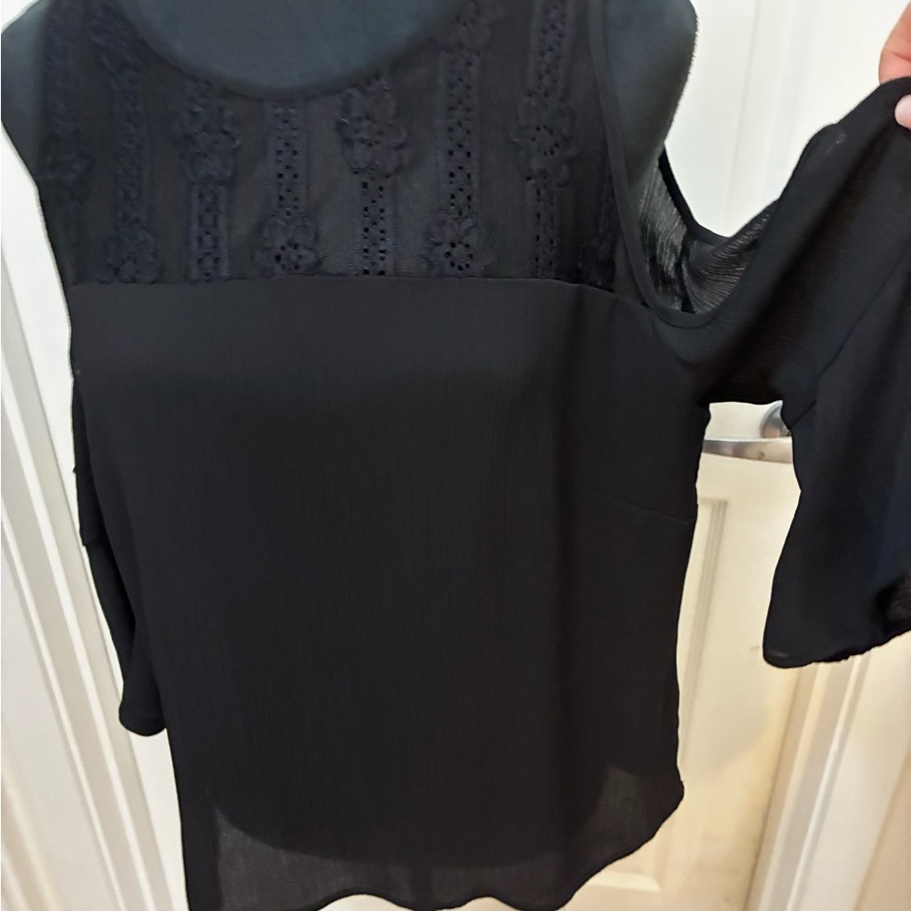 BONGO Black Sheer Lace Blouse
